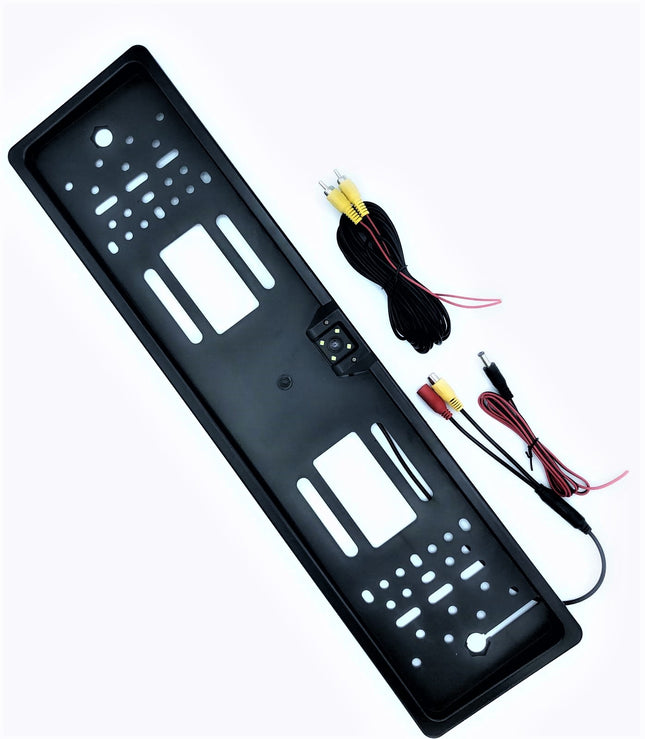 Kit Porta Targa Con Telecamera A 4 Led Flash Per Retromarcia Telaio Europeo