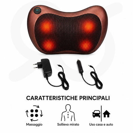 Cuscino Cervicale Elettrico con Calore e Massaggio 3D Rotante Collo