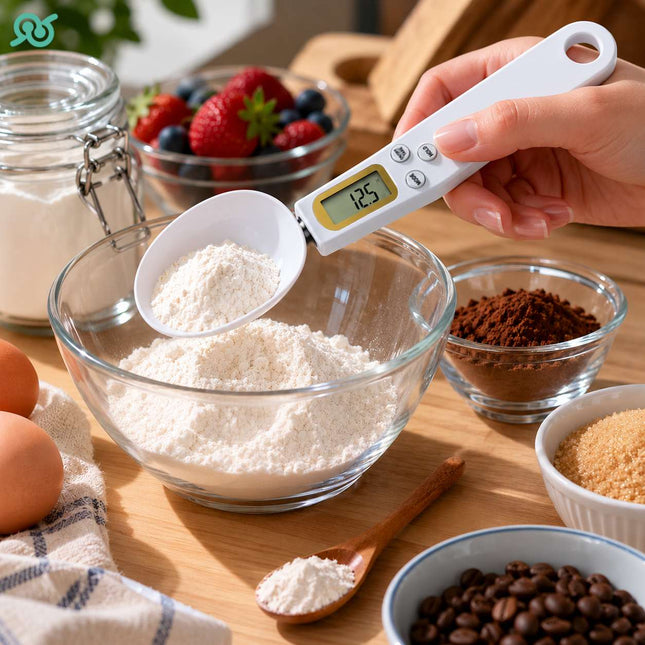Cucchiaio dosatore elettronico con bilancia digitale e con funzione tara per la cucina