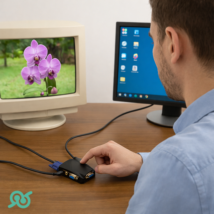 Convertitore Adattatore Video Da AV, Rca, S-Video A VGA Per Monitor E Proiettori