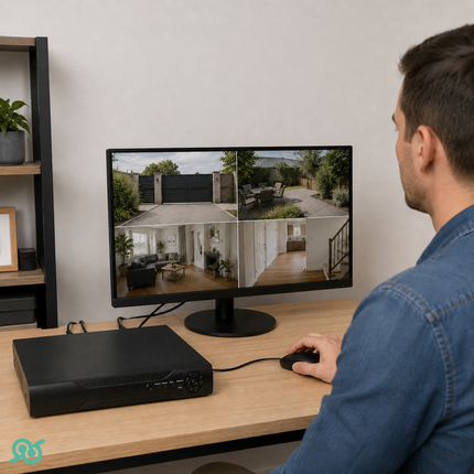Kit Videosorveglianza 4 Canali Telecamere Infrarossi Dvr Alimentatori Prolunghe