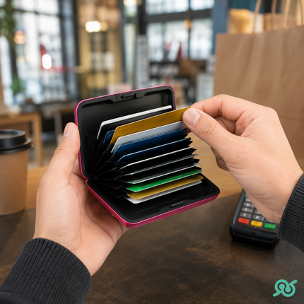 Porta Tessere E Carte Di Credito Rigido Tascabile In Alluminio Antiurto