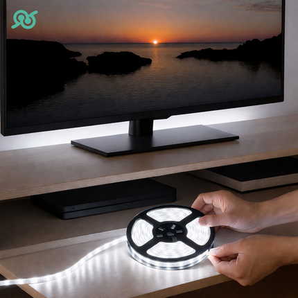 Striscia LED a Luce Fredda Adesiva da 5 Metri, Ideale per Interni ed Esterni