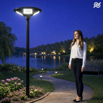 Lampione da 200W a Luce Fredda con Pannello Solare Integrato, Ideale in Giardino