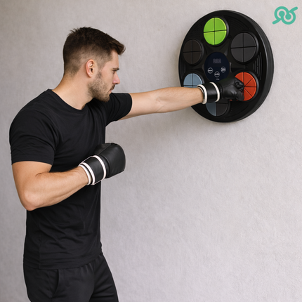 Macchina da Boxe Musicale Professionale con Effetti Luminosi e Guanti Inclusi