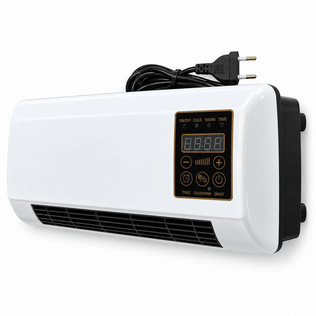 Termoventilatore da parete 700 W con telecomando, timer e display digitale