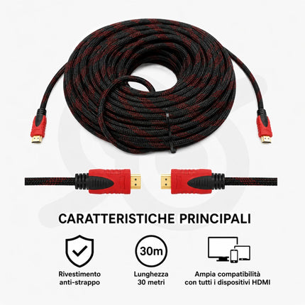 Cavo HDMI intrecciato per console da gioco e per monitor con connettori pronti