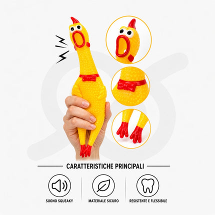 Gioco Sonoro per Cani a Forma di Pollo 30 cm, Giocattolo Mordicchiabile con Squeak, Accessorio per Addestramento e Intrattenimento Animali Domestici