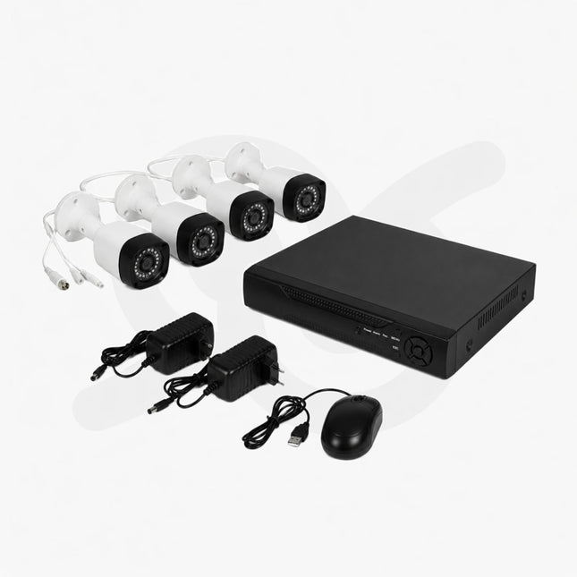 Kit Videosorveglianza con 4 telecamere e videoregistratore per controllo remoto