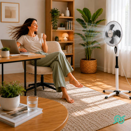 Ventilatore a Piantana 50W 5 Pale, 3 Velocità e Oscillazione Regolabile