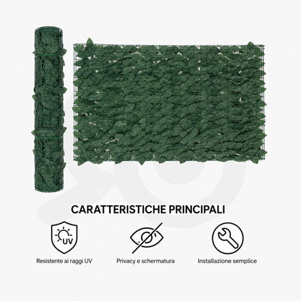 Siepe Artificiale Estensibile con Foglie Decorative, Pannello Privacy per Balcone Terrazza Giardino Recinzione, Rivestimento Rete per Esterni e Interni