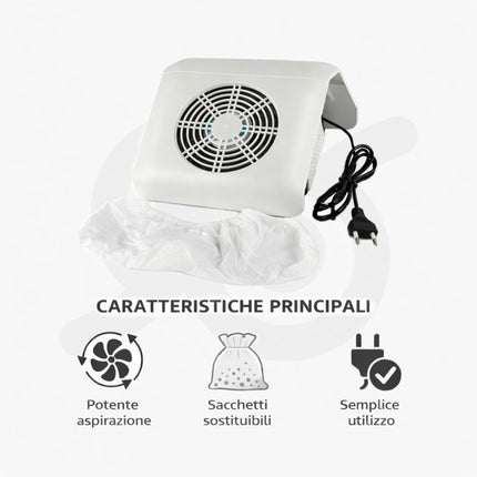 Aspiratore Professionale Da Tavolo Per Manicure Nail Art e Ricostruzione Unghie