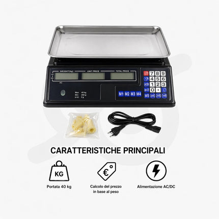 Bilancia Elettronica Digitale Professionale Da 5 Gr A 40 Kg In Acciaio Inox