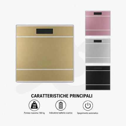 Bilancia Pesapersone Elettronica Digitale In Vetro Con Portata Di 180 Kg