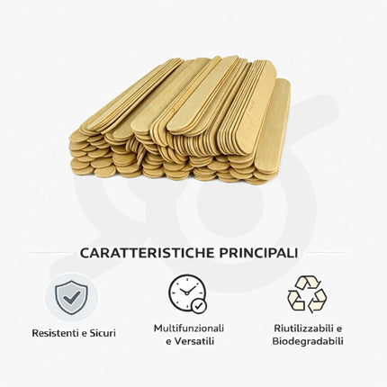 Spatola Professionale Stendi Cera Monouso In Legno 100 Pezzi Abbassalingua