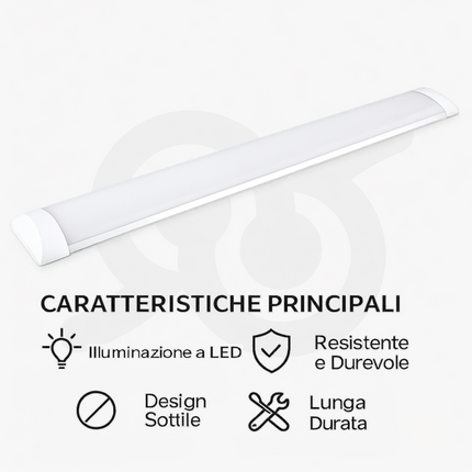 Plafoniera a LED Slim per Soffitto da 32W e 120 Cm, a Luce Bianca Fredda