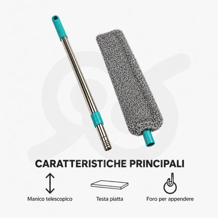 Spazzola Cattura Polvere In Microfibra Con Asta Allungabile Per Pulizia Efficace