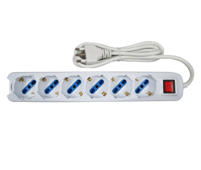 Ciabatta Multipresa Elettrica Con 6 Posti Schuko Con Interruttore Per Accensione