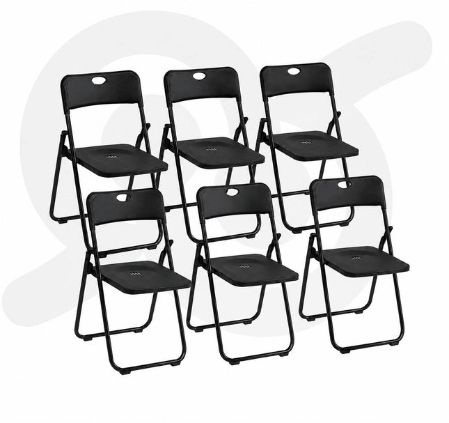 Set 6 Sedie Pieghevoli Richiudibili Salvaspazio Acciaio e Plastica