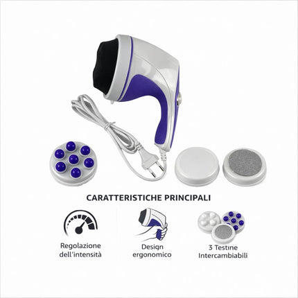 Massaggiatore elettrico per il corpo con le testine per la schiena e gambe