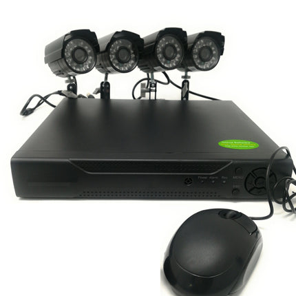 Kit Videosorveglianza 4 Canali Telecamere Infrarossi Dvr Alimentatori Prolunghe