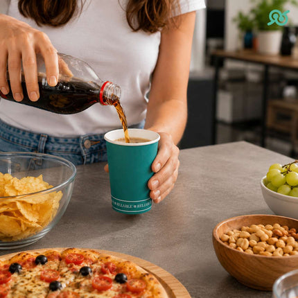 Bicchieri di Carta Monouso 200 ml, Confezione da 50 Pezzi, Uso Bevande Calde e Fredde, per Casa Ufficio Eventi Feste Catering