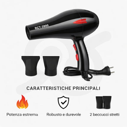 Phon professionale da 2000 Watt con due beccucci per lo styling