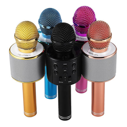 Microfono per karaoke wireless con cassa integrata e funzione eco per cantare