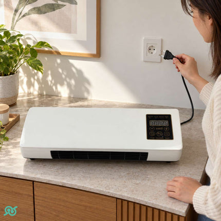 Stufa elettrica da parete 700 W con timer, display digitale e telecomando