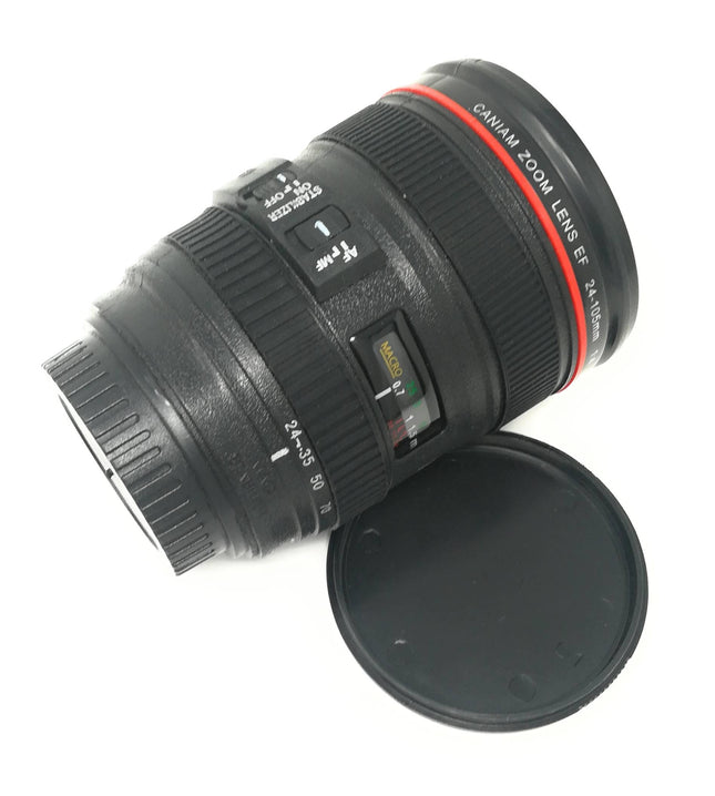 Tazza a forma di obiettivo fotografico con tappo e paraluce, per casa ed ufficio
