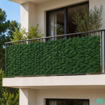 Siepe Artificiale Estensibile con Foglie Decorative, Pannello Privacy per Balcone Terrazza Giardino Recinzione, Rivestimento Rete per Esterni e Interni