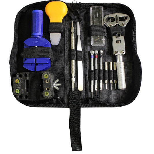 Kit Riparazione Orologi Professionale Apri Casse Maglie Con Borsello 13 Pezzi
