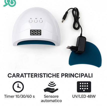Lampada LED UV da 48W per unghie con sensore di movimento e 36 luci per mani e piedi