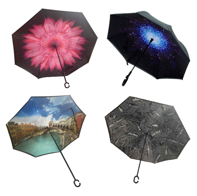 Ombrello inverso con il manico a C per la pioggia e con la chiusura inversa