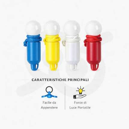 Lampadina LED portatile, cordoncino a tiraggio per accensione, spegnimento, a batterie