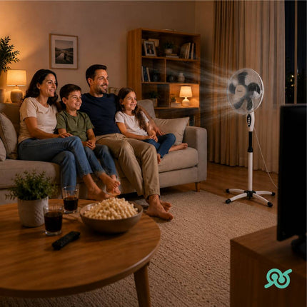 Ventilatore a Piantana 50W 5 Pale con Oscillazione, 3 Velocità, Altezza Regolabile, Base a Croce e Griglia di Protezione, Ventola da Terra per Casa e Ufficio