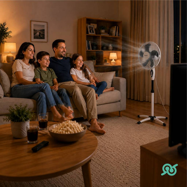 Ventilatore a Piantana 50W 5 Pale con Oscillazione, 3 Velocità, Altezza Regolabile, Base a Croce e Griglia di Protezione, Ventola da Terra per Casa e Ufficio