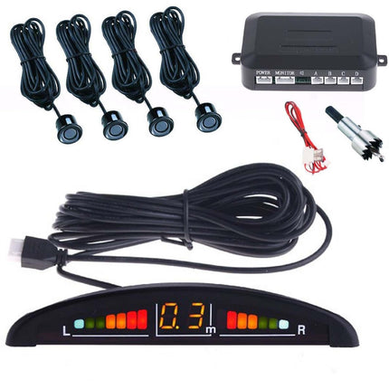 Kit 4 Sensori Di Parcheggio Per Auto Con Display Suono Led Acustico Verniciabili
