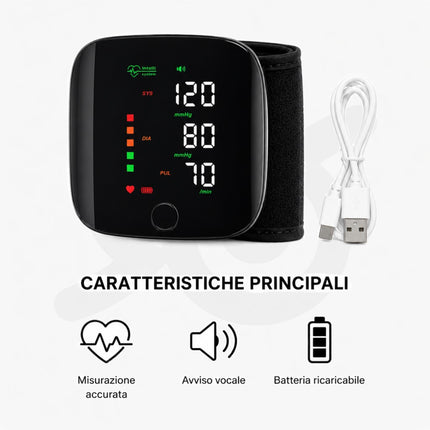 Misuratore di Pressione Digitale da Polso con USB e Display LCD Automatico