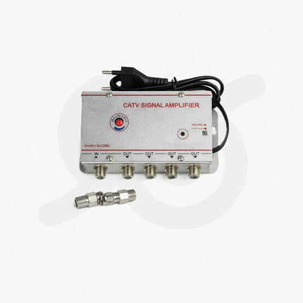 Amplificatore per segnale CATV con uscite multiple e kit per un uso professionale
