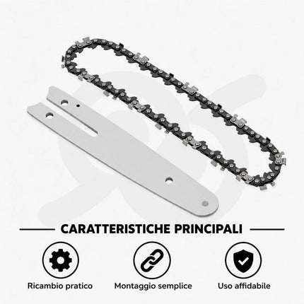 Barra Guida con Catena 6 Pollici per Mini Motosega Elettrosega 1/4 0.043