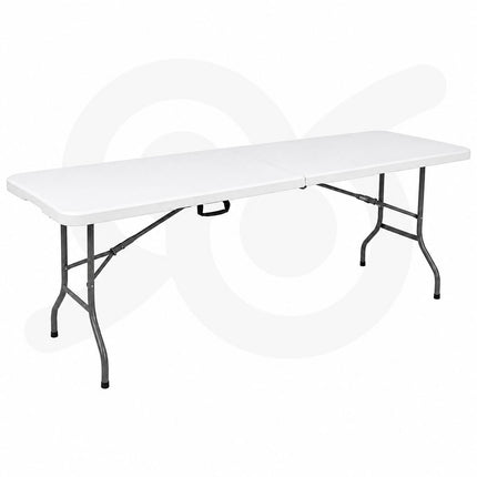 Tavolo Pieghevole 180x70x74 cm Richiudibile con Maniglia per Trasporto, Tavolo Catering da Giardino, Picnic, Campeggio, Buffet, Eventi, Piano in HDPE e Struttura in Acciaio