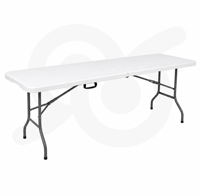 Tavolo Pieghevole 180x70x74 cm Richiudibile con Maniglia per Trasporto, Tavolo Catering da Giardino, Picnic, Campeggio, Buffet, Eventi, Piano in HDPE e Struttura in Acciaio