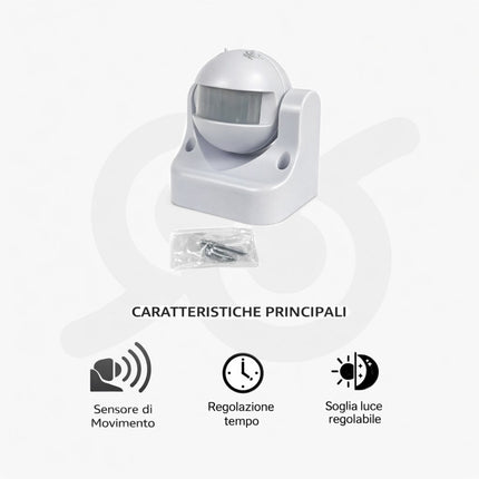 Sensore di movimento ad infrarossi per l'accensione automatica e con le viti e per il garage