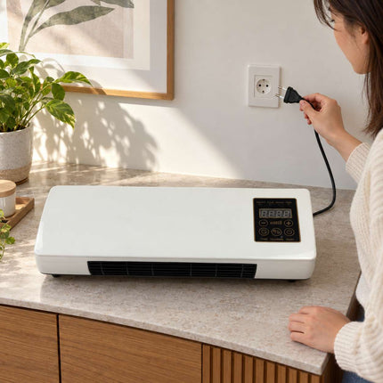 Termoventilatore da parete 700 W con telecomando, timer e display digitale