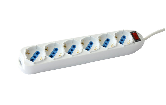 Ciabatta Multipresa elettrica a 6 posti con interruttore e cavo da 1,8 metri per parete