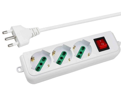 Ciabatta Multipresa Elettrica Con 3 Posti Schuko Con Interruttore Per Accensione