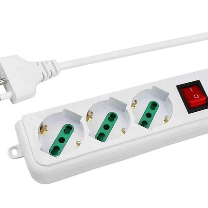 Ciabatta Multipresa elettrica a 3 posti con interruttore luminoso e cavo di ricarica