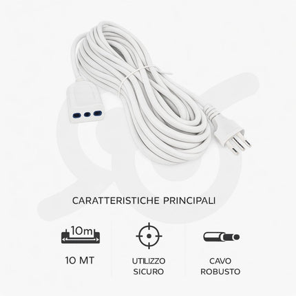 Prolunga elettrica da 10 metri con il cavo lineare per la casa e per l'ufficio