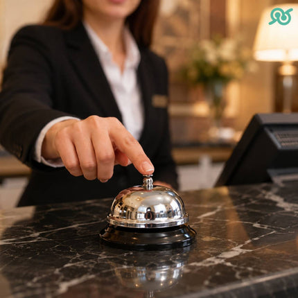 Campanello da banco in metallo per reception con suono nitido per hotel e negozi